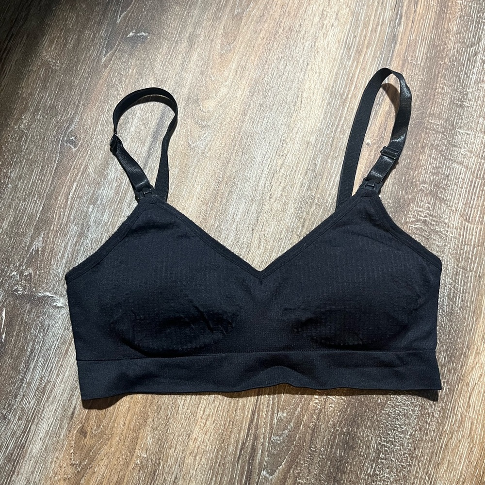 Black Nursing Maternity Bra Medium Comfy Workout Sports
